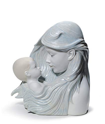 Lladró Sculture Madre Dolce Carezza figurina madre e figlio blu