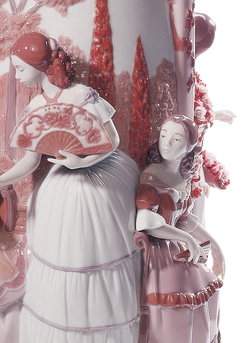 Lladró Vaso Damas in Giardino Rosso vaso serie limitata