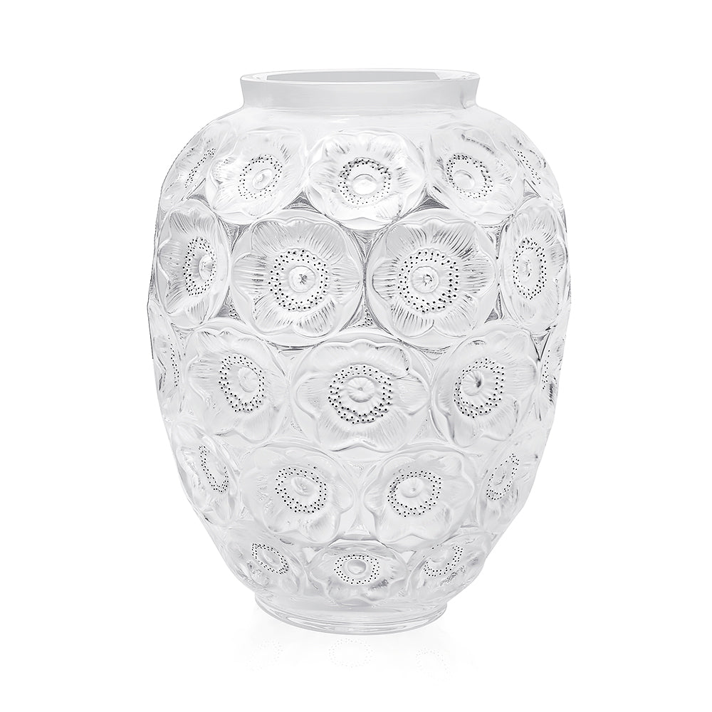 René Lalique Anemones Vaso Grande L Cristallo Incolore