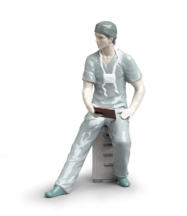 Lladró Sculture Chirurgo figura medico porcellana verde