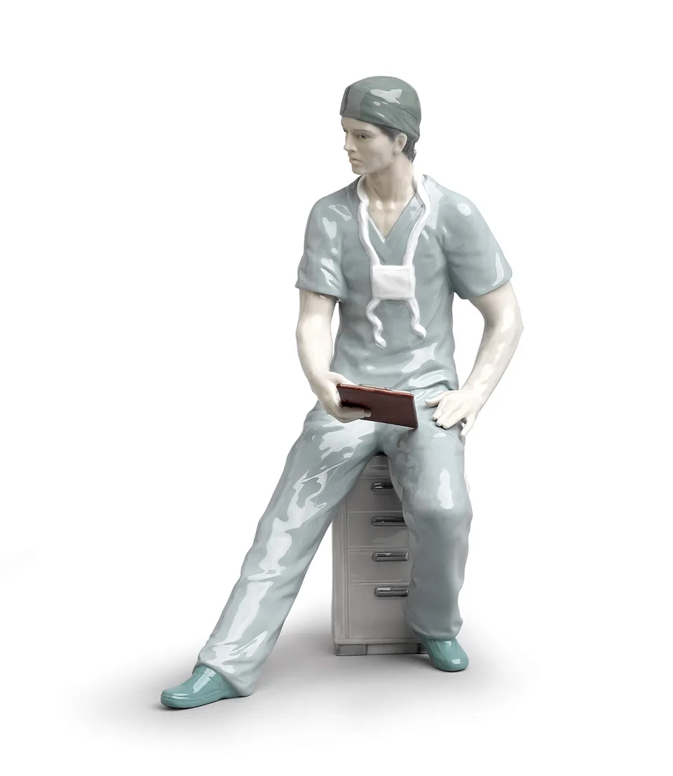 Lladró Sculture Chirurgo figura medico porcellana verde