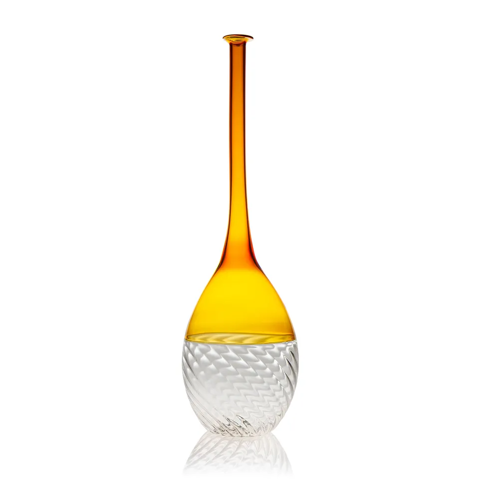 Vaporetto Diva vaso Murano vetro rigadin sfaccettato 30 cm
