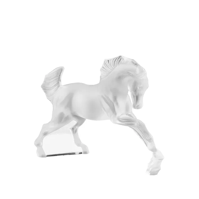 René Lalique Scultura Cavallo in Cristallo Incolore