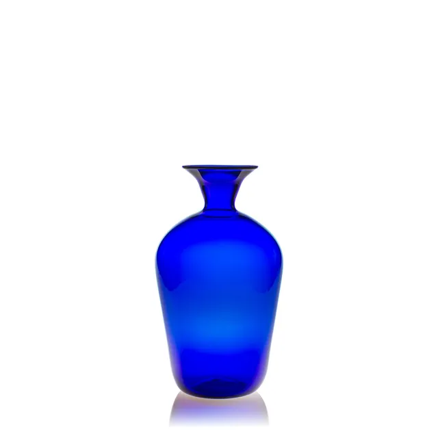 Vaporetto Romeo vaso vetro Murano 15 cm blu mare soffiato