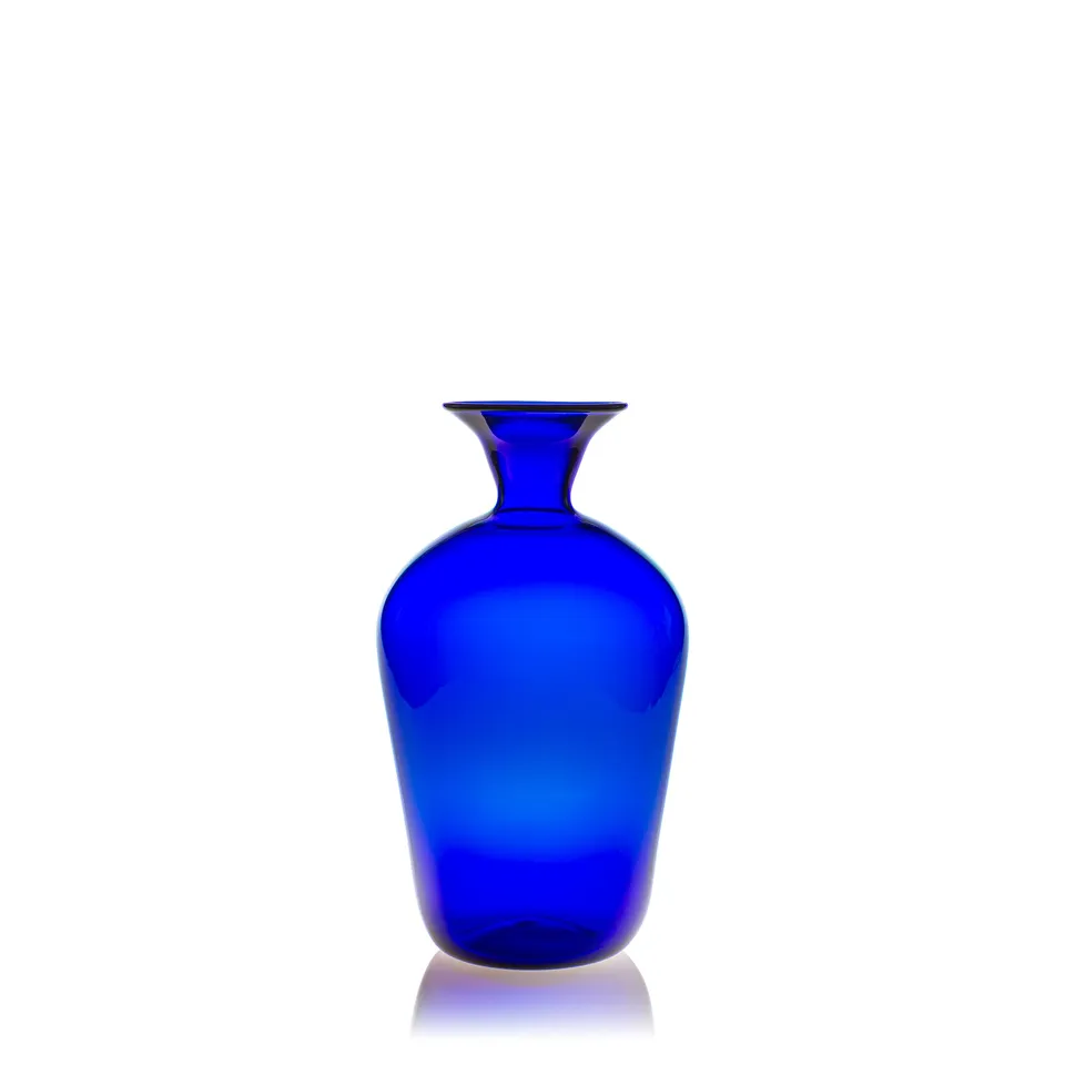 Vaporetto Romeo vaso vetro Murano 15 cm blu mare soffiato