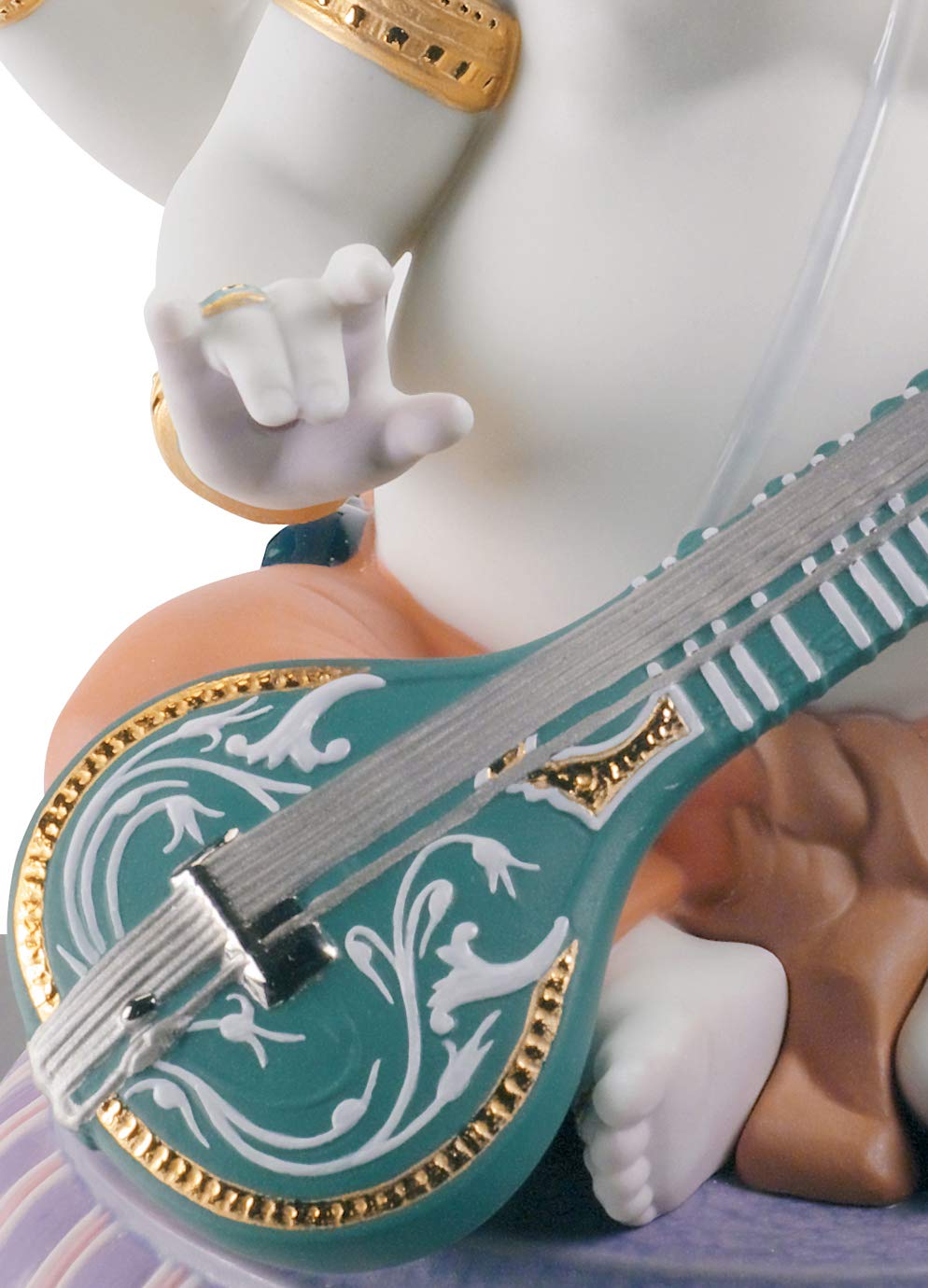 Lladró Alta Porcellana Ganesha con Veena statuetta porcellana