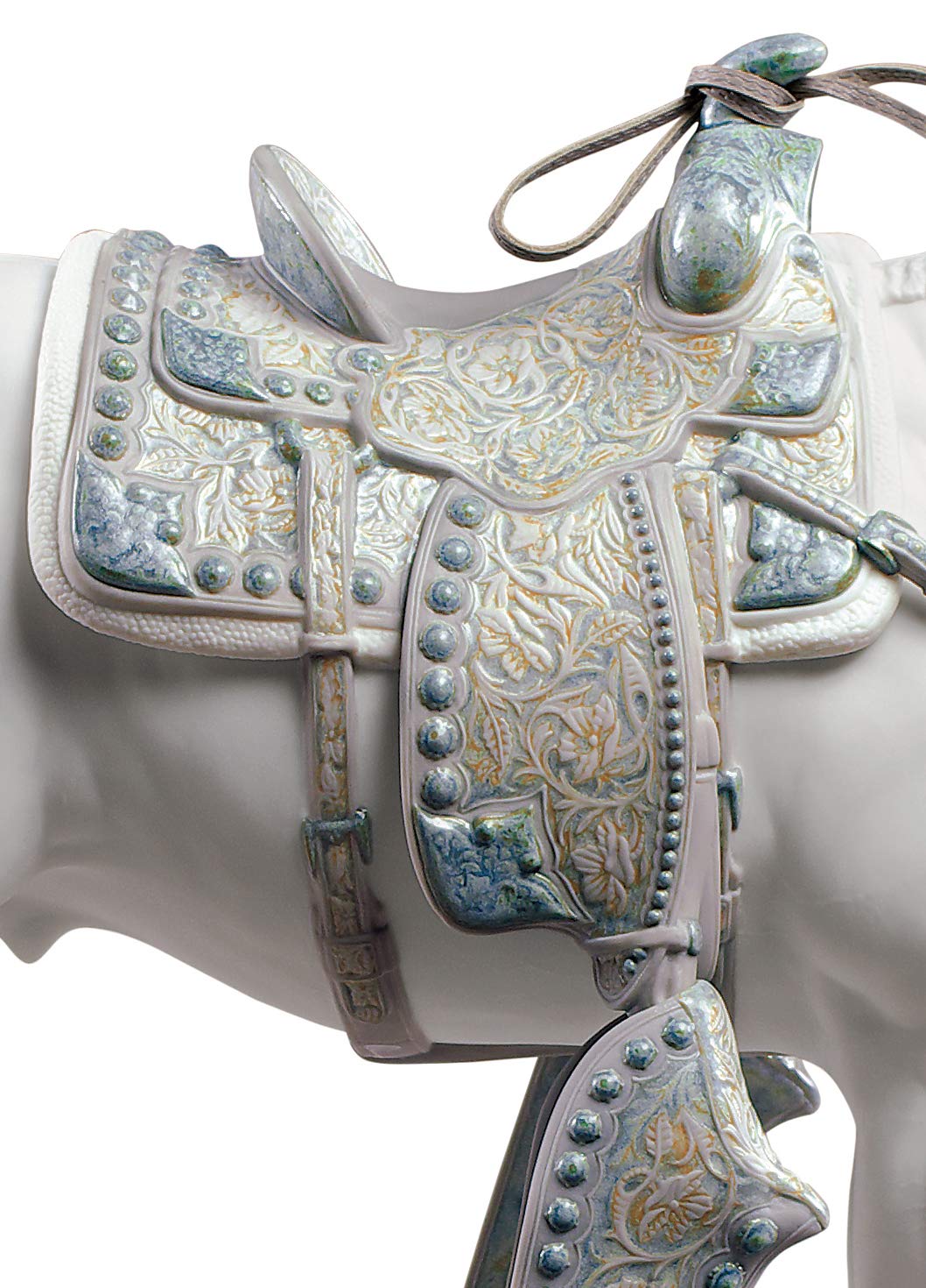 Lladró Alta Porcellana Quarter Horse bianco scultura cavallo