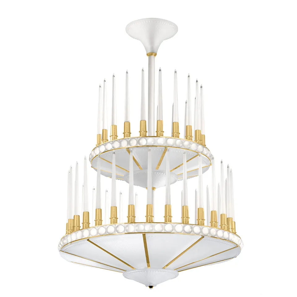 Lalique Perles lampadario 2 ranghi D1000 mm oro satinato