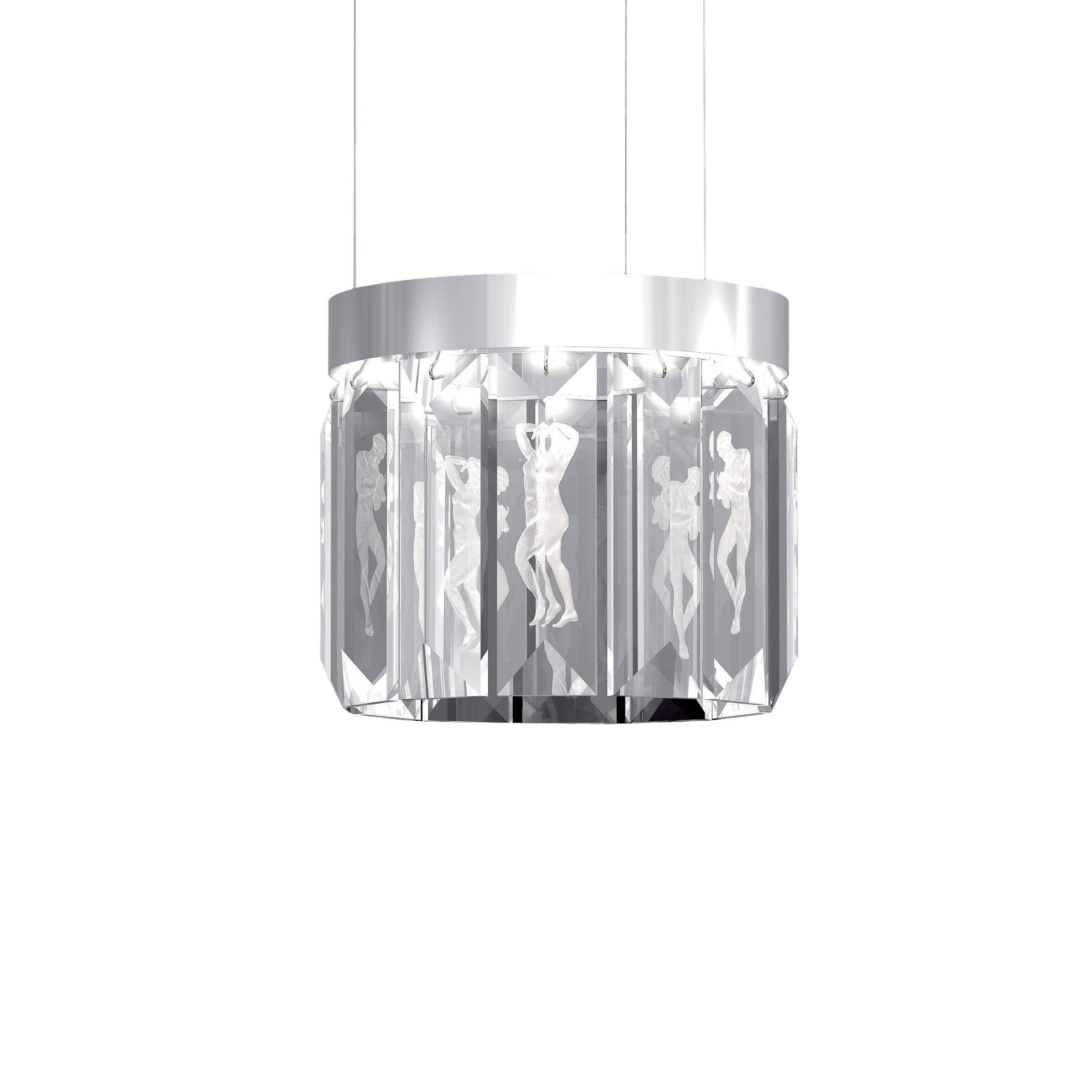 René Lalique Serene lampadario cristallo 12 prismi rotondo