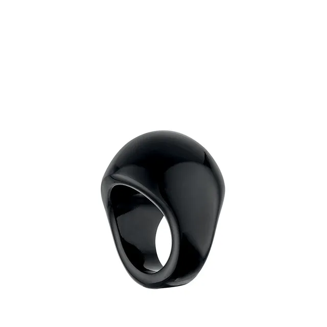 René Lalique Jewellery Cabochon anello cristallo nero