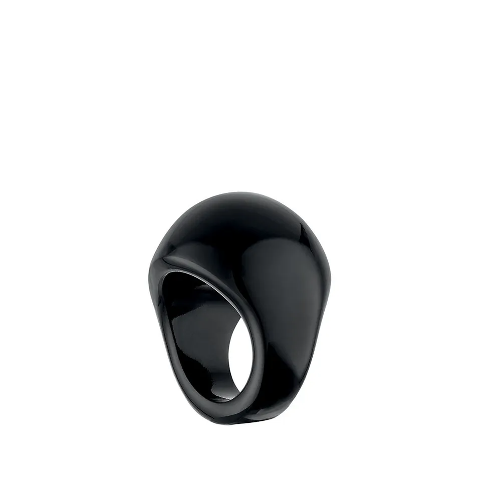 René Lalique Jewellery Cabochon anello cristallo nero