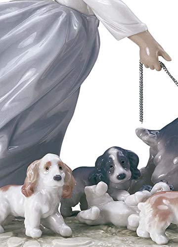 Lladró Sculture La Grande Famiglia bimba cani porcellana
