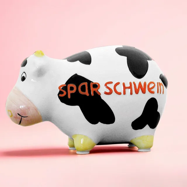 Sparschwein Company Kleinschweine Kuh salvadanaio bianco nero