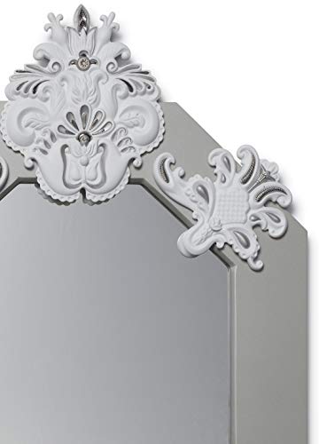 Lladró Specchio Ottagonale Argento Specchio Porcellana Bianco