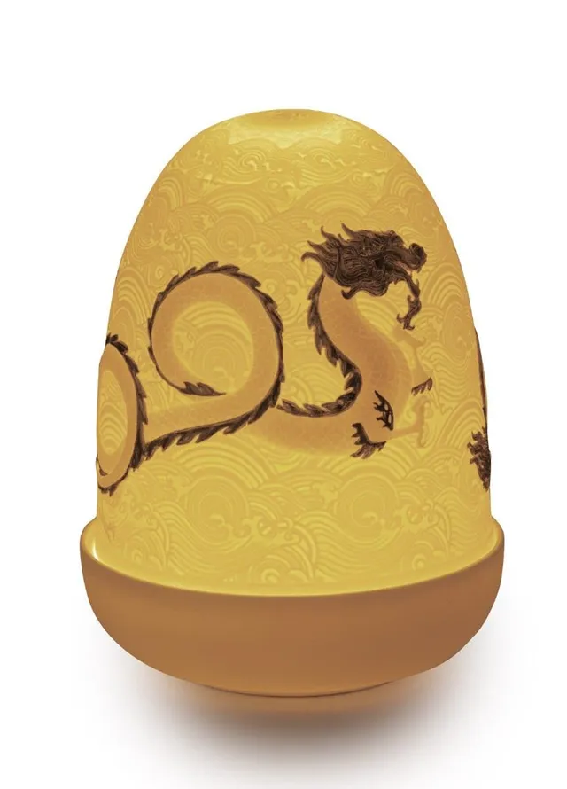 Lladró Dragons Dome lampada tavolo porcellana oro