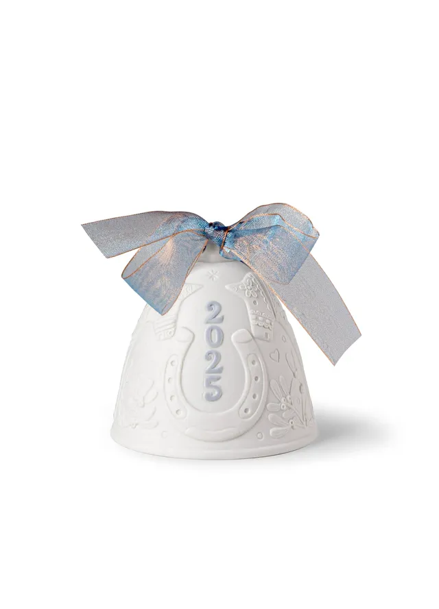 Lladró Campana Natale 2025 Blu ornamento porcellana opaca