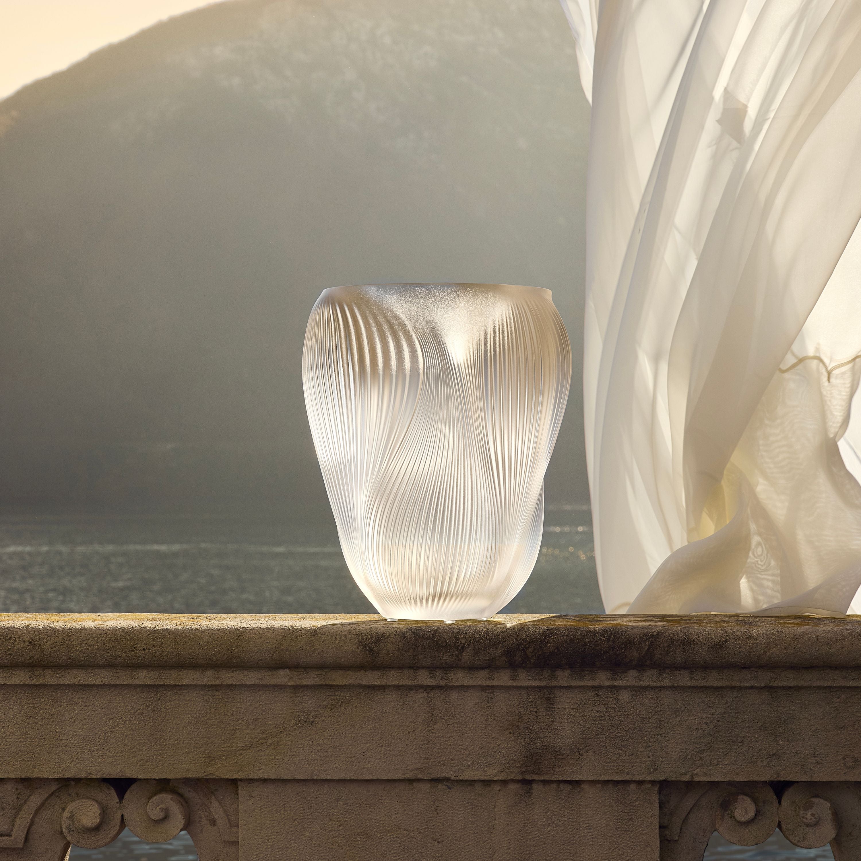 Lalique Alizé vaso grande L cristallo motivo drappeggio