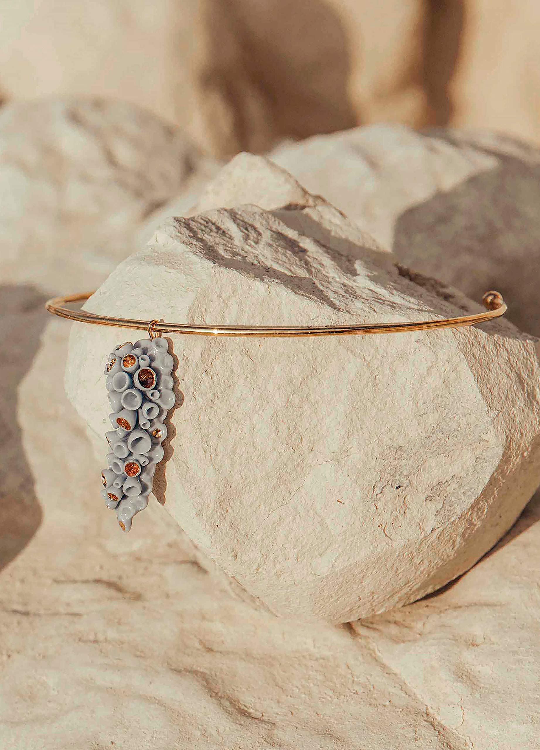 Lladró Coral Reef Collana Porcellana Azzurro e Oro