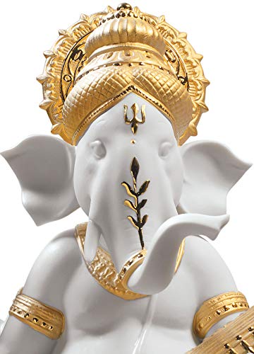 Lladró Sculture Ganesha con Veena figurina oro lustro