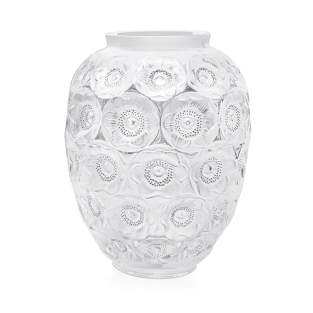 René Lalique Anemones Vaso Grande L Cristallo Incolore