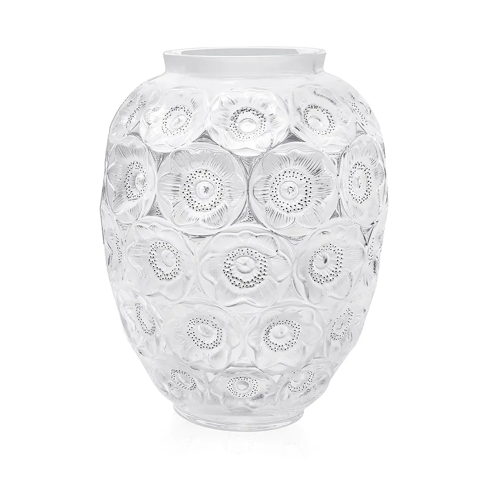 René Lalique Anemones Vaso Grande L Cristallo Incolore