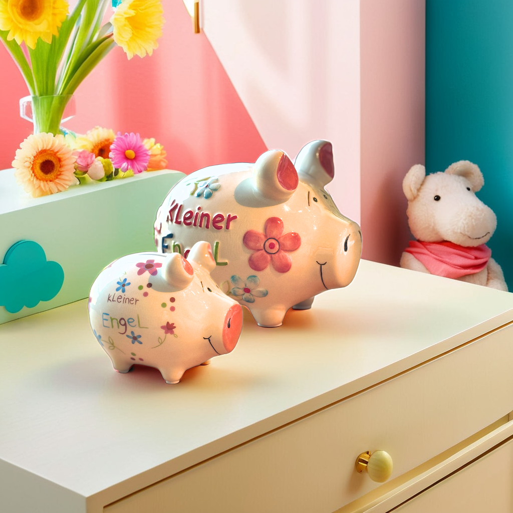 Sparschwein Company Kleiner Engel salvadanaio maiale piccolo fiori