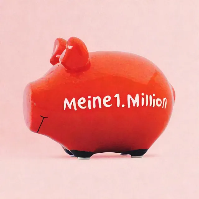 Sparschwein Meine 1. Million salvadanaio maialino rosso piccolo