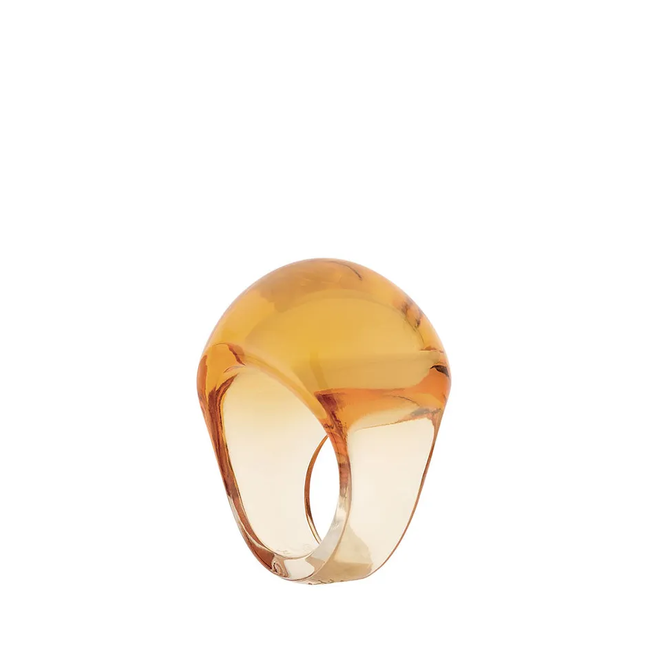Lalique Cabochon Anello Cristallo Ambra Misura 49
