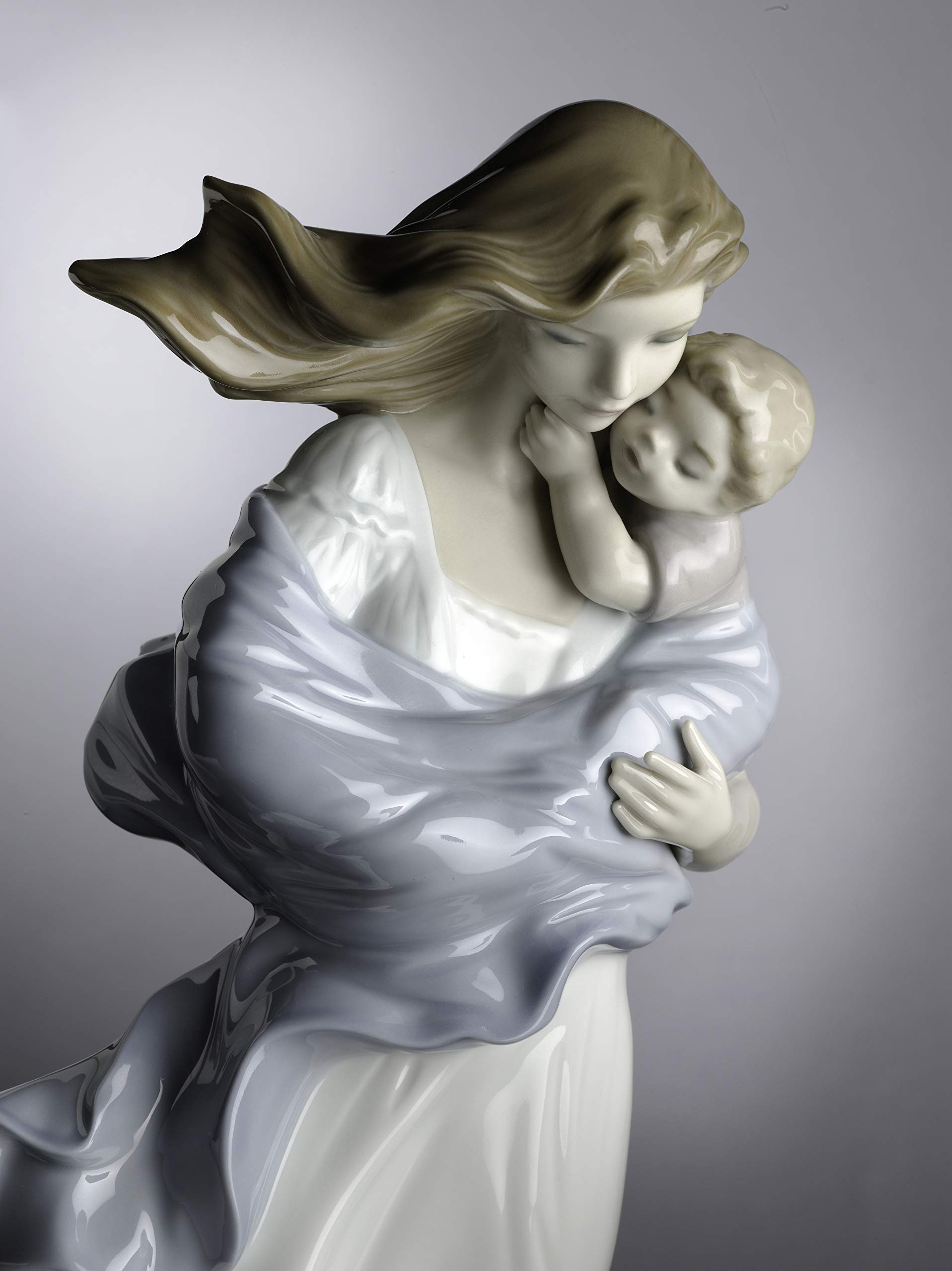 Lladró Sculture Madre Tenero Abbraccio figurina madre e figlio bianco
