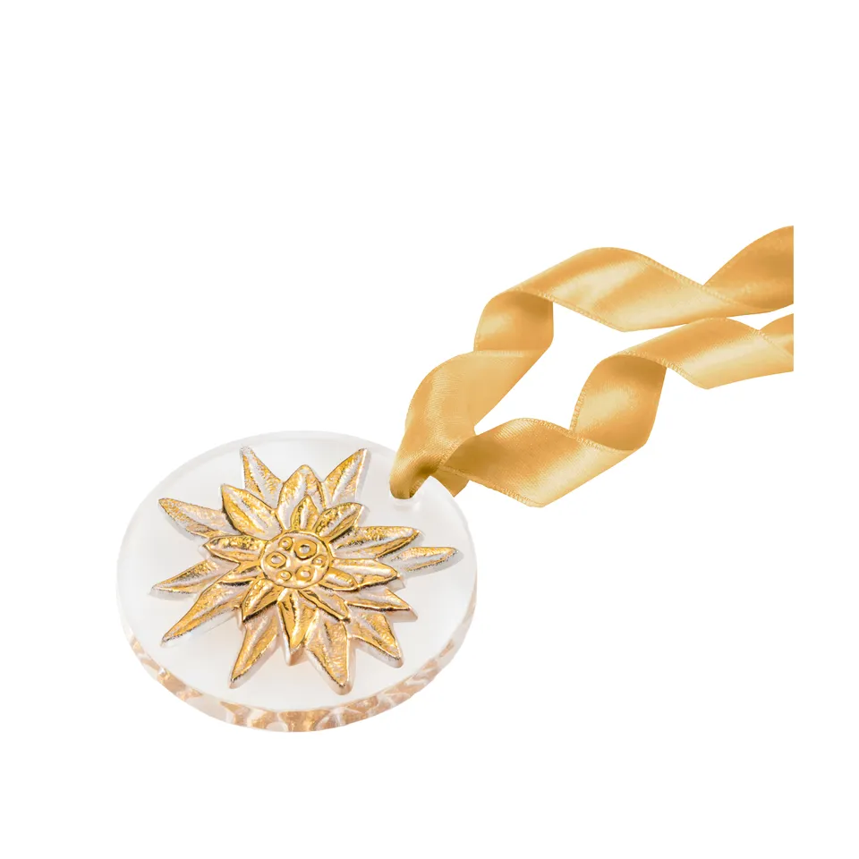 René Lalique Edelweiss ornamento natalizio cristallo oro