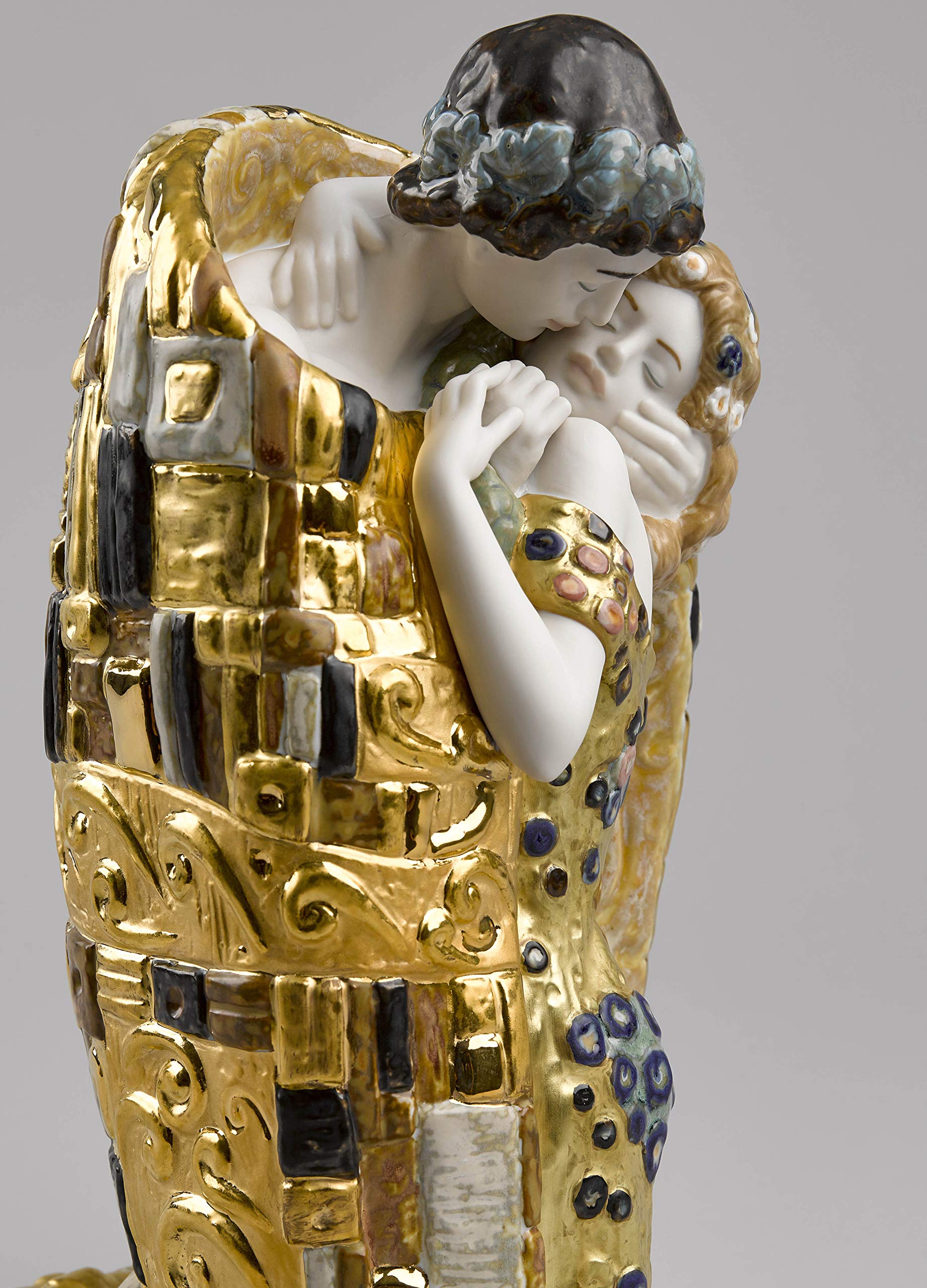 Lladró Alta Porcellana Bacio di Klimt scultura oro