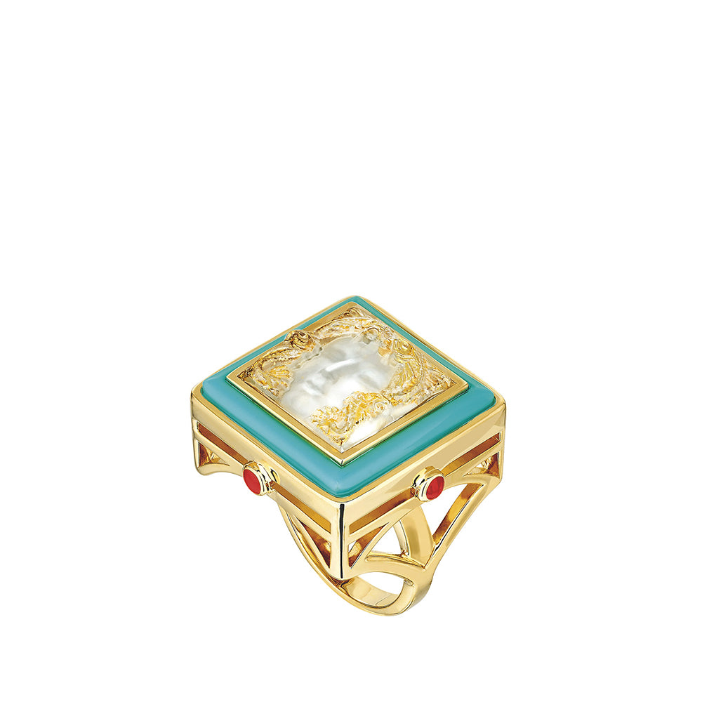 René Lalique Aréthuse Anello ottone dorato misura 51
