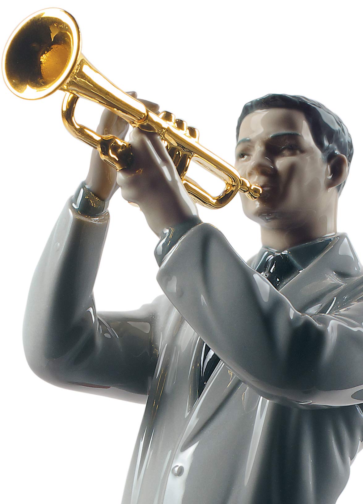 Lladró Sculture Trombettista Jazz figurina porcellana oro
