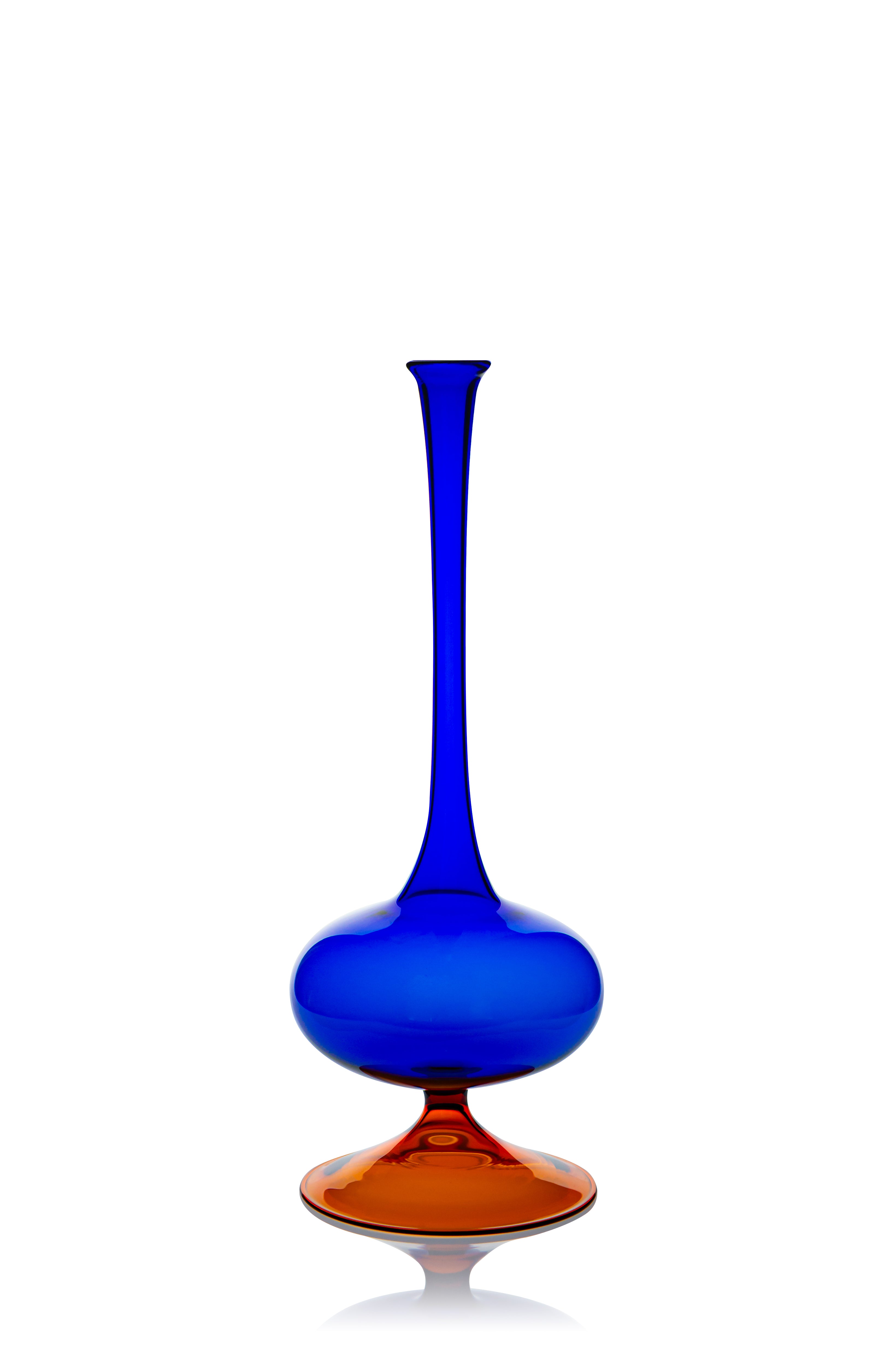 Vaporetto Passione vaso bottiglia 26 cm blu e arancione
