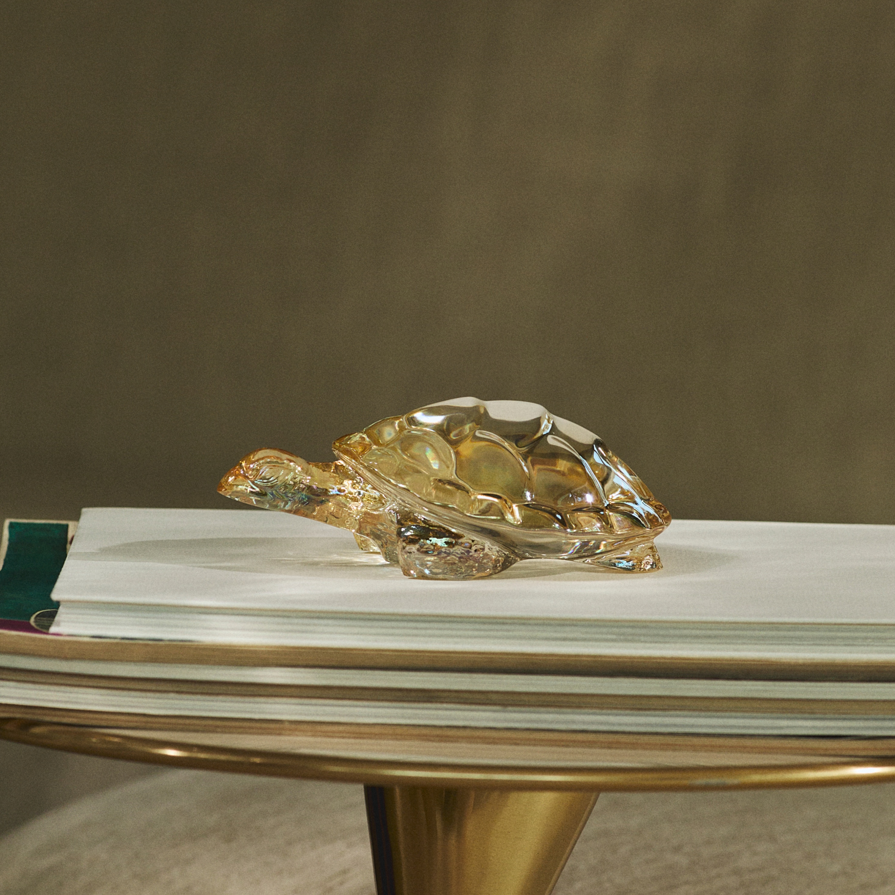 Lalique Caroline scultura tartaruga cristallo incolore oro