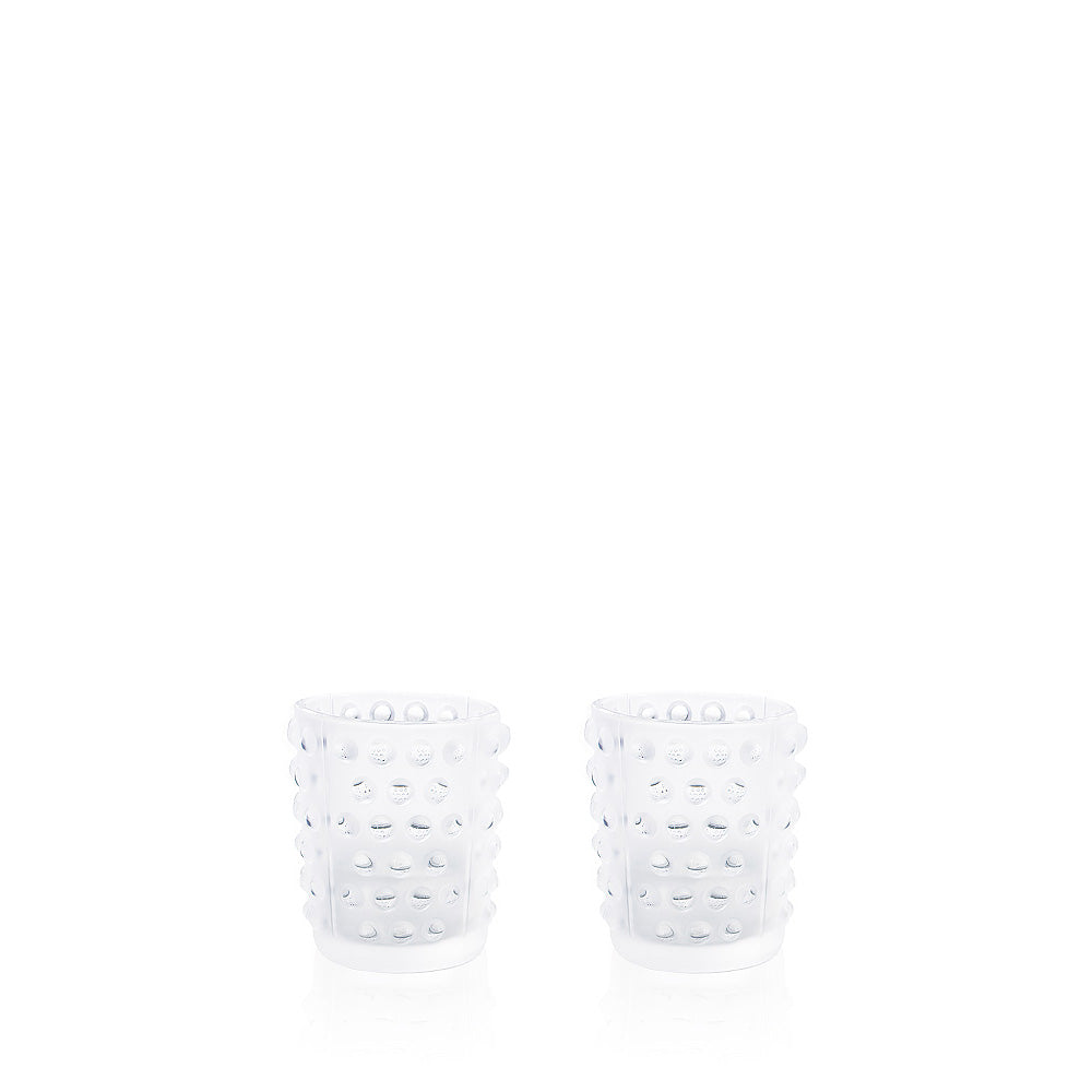 René Lalique Mossi set 2 portacandele vetro incolore