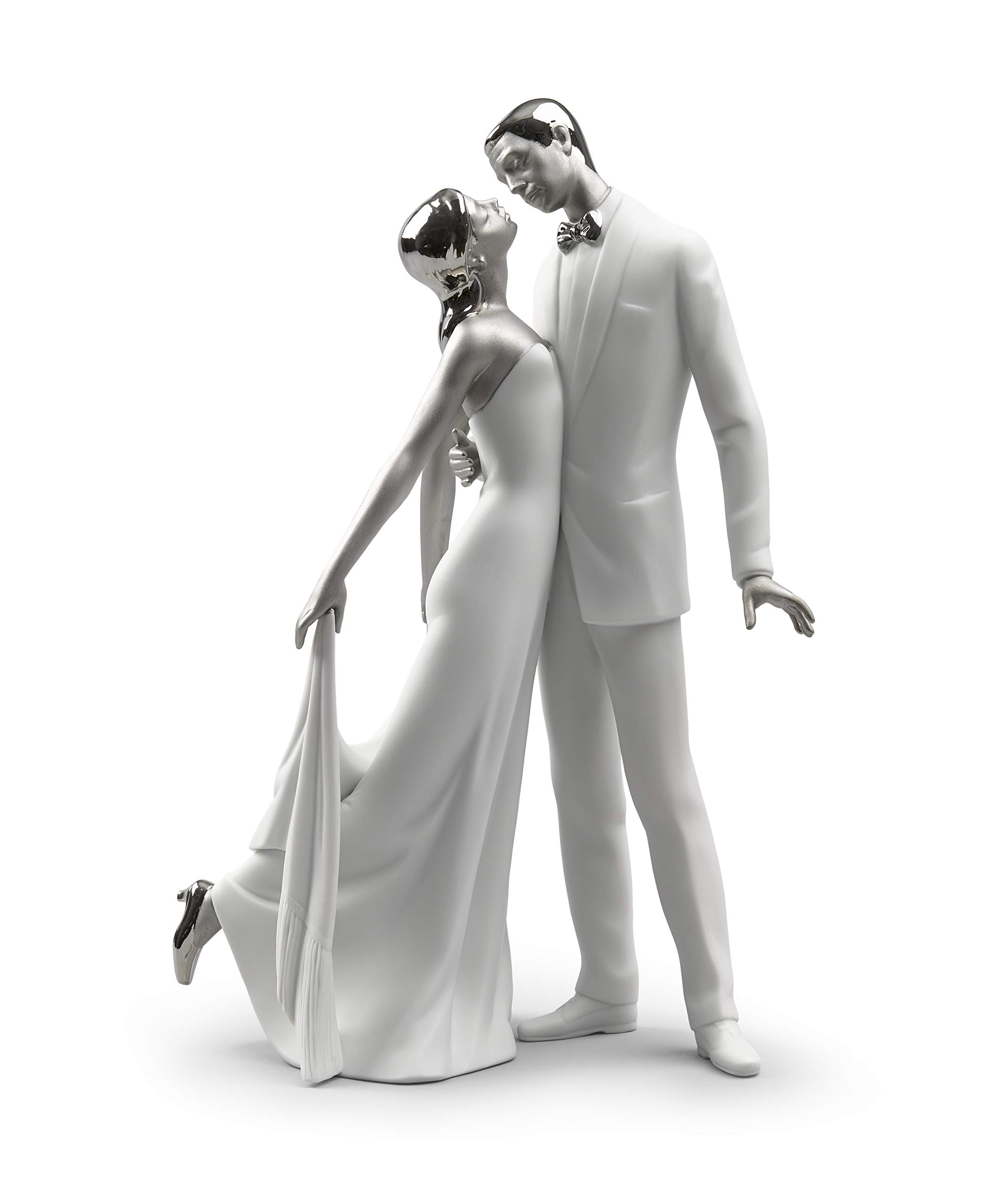 Lladró Sculture Coppia Felice Anniversario Figurina Lustro Argento