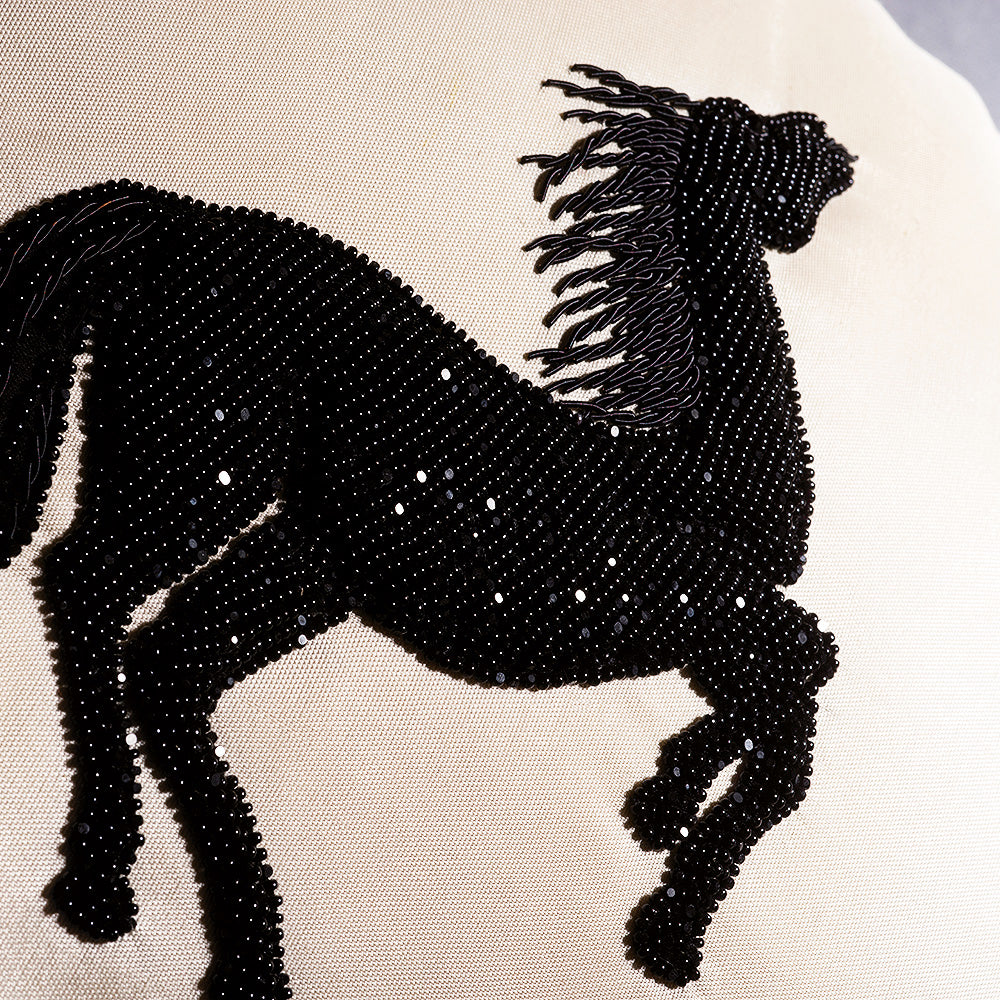 Lalique Cheval Bondissant cuscino perline cavallo unica divano