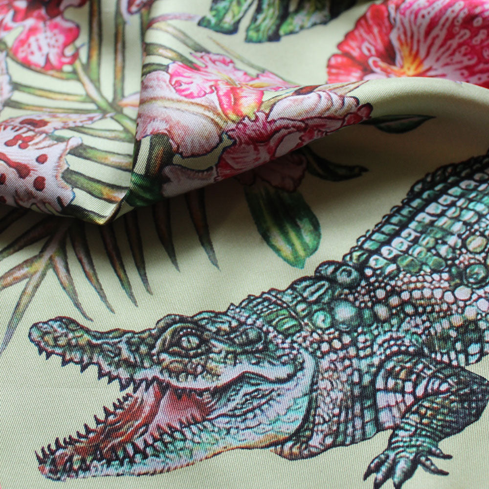 Lalique Foulard seta verde chiaro Jungle Ginny Litscher