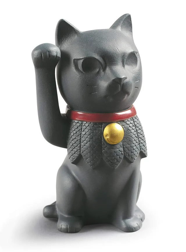 Lladró Maneki Neko figurina gatto fortunato porcellana