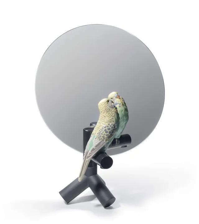 Lladró Parrot Vanity specchio porcellana pappagallo fatto a mano