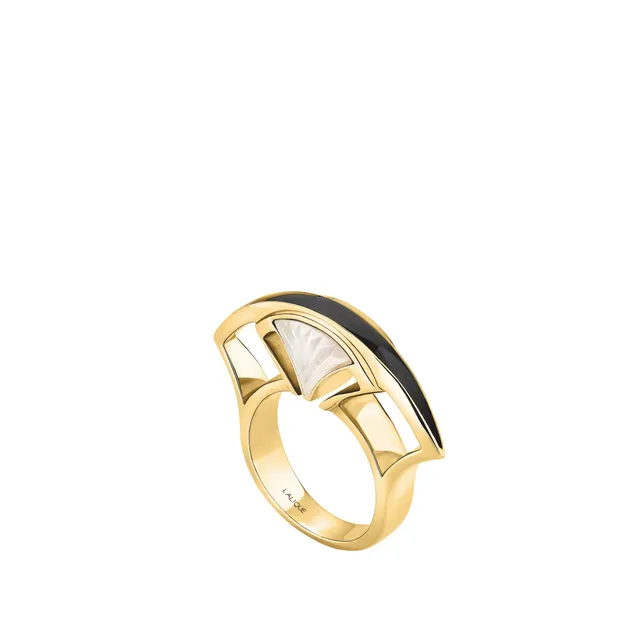 Lalique Larcade anello cristallo oro misura 53