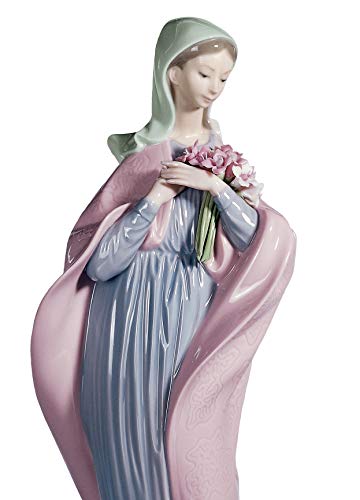 Lladró Sculture Vergine con Fiori Figurina Maria Porcellana
