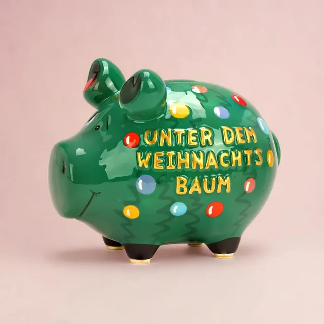 Sparschwein Company Kleinschweine Weihnachtsbaum salvadanaio ceramica verde piccolo