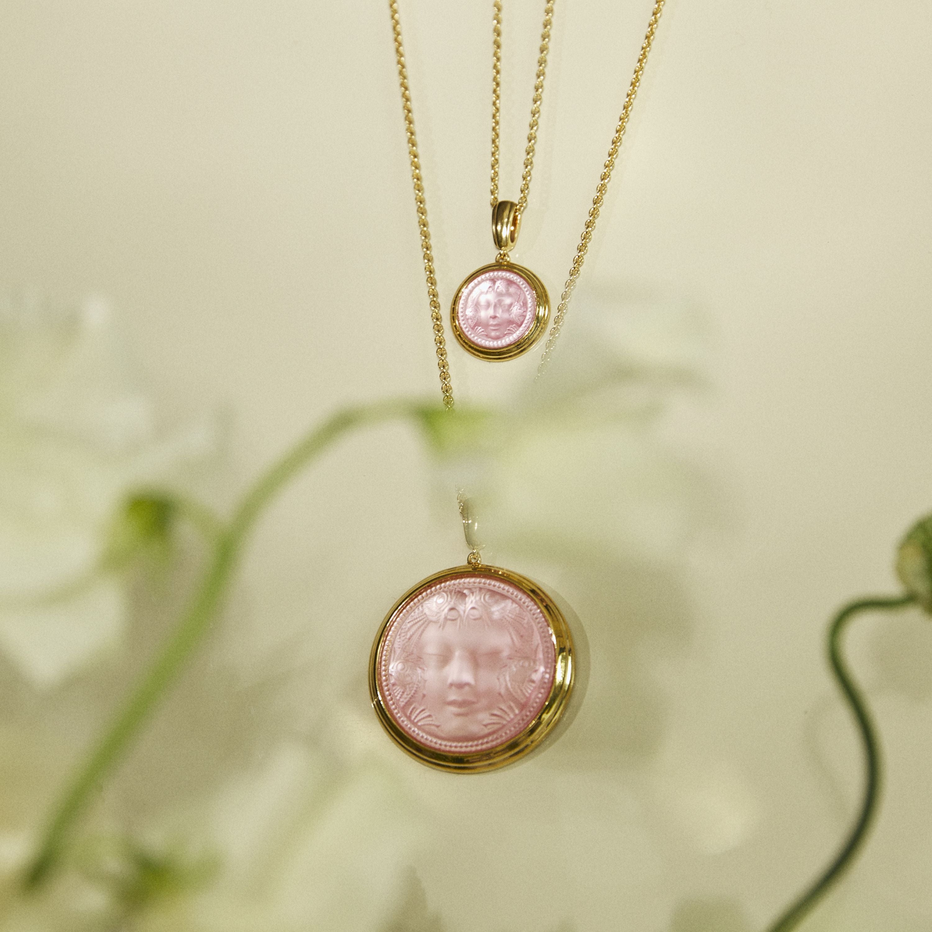 Lalique Aréthuse pendente cristallo M oro rosa nebula