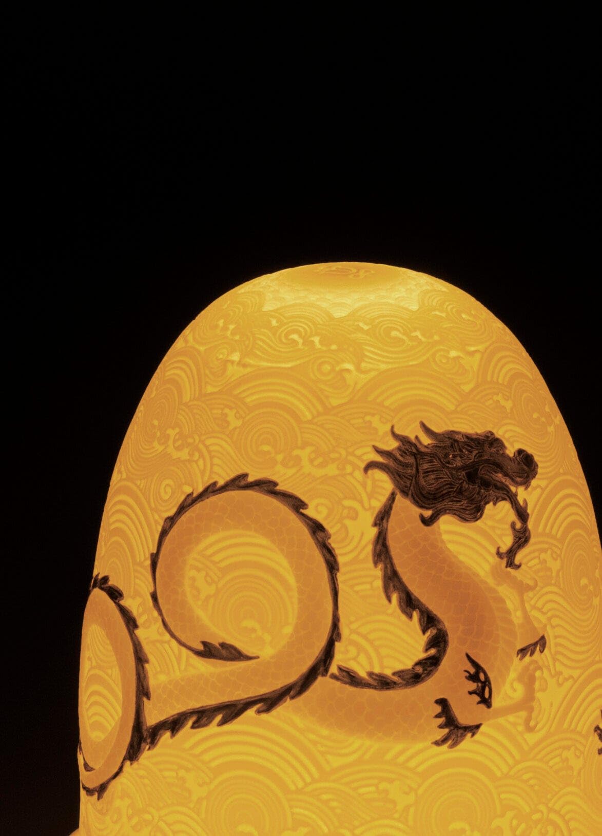 Lladró Dragons Dome lampada tavolo porcellana oro