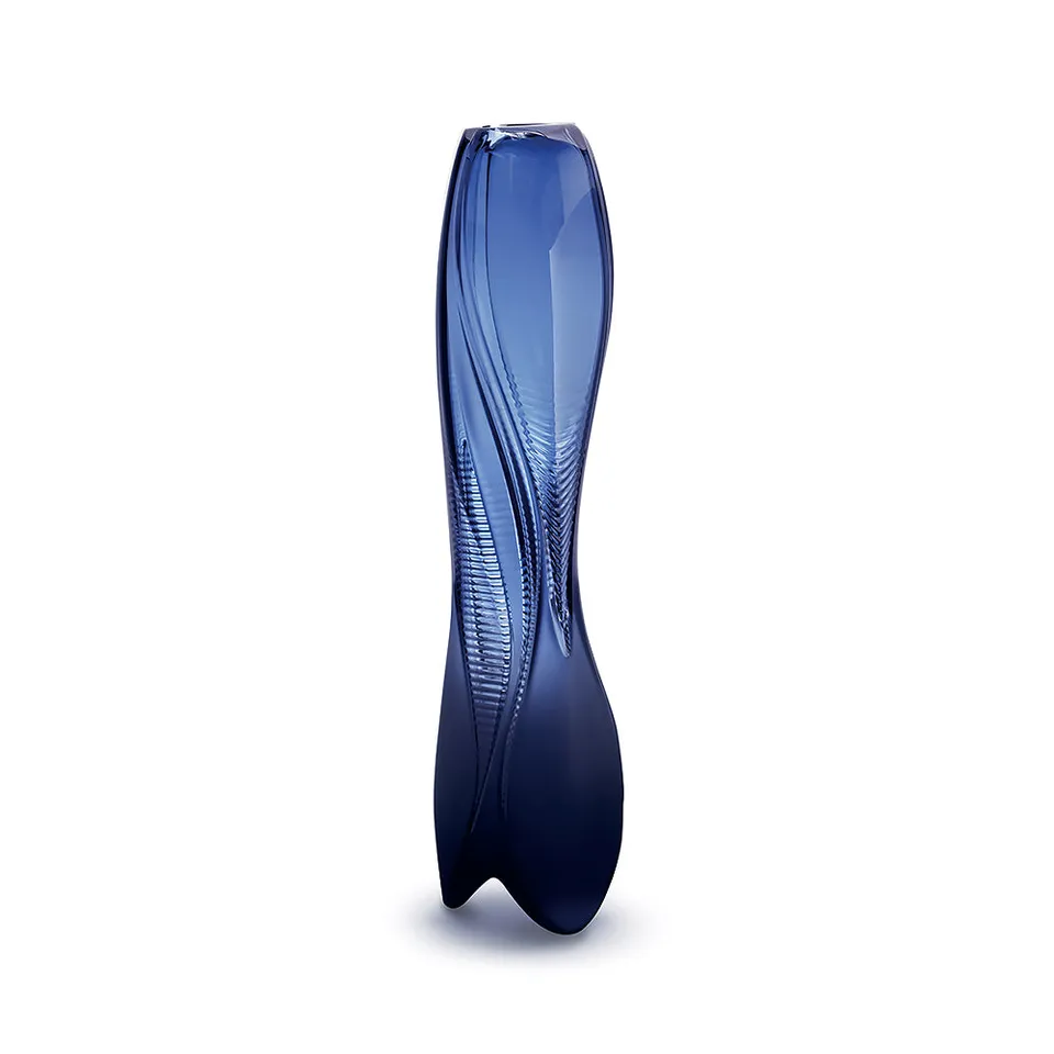 Lalique Visio Zaha Hadid vaso cristallo M blu notte