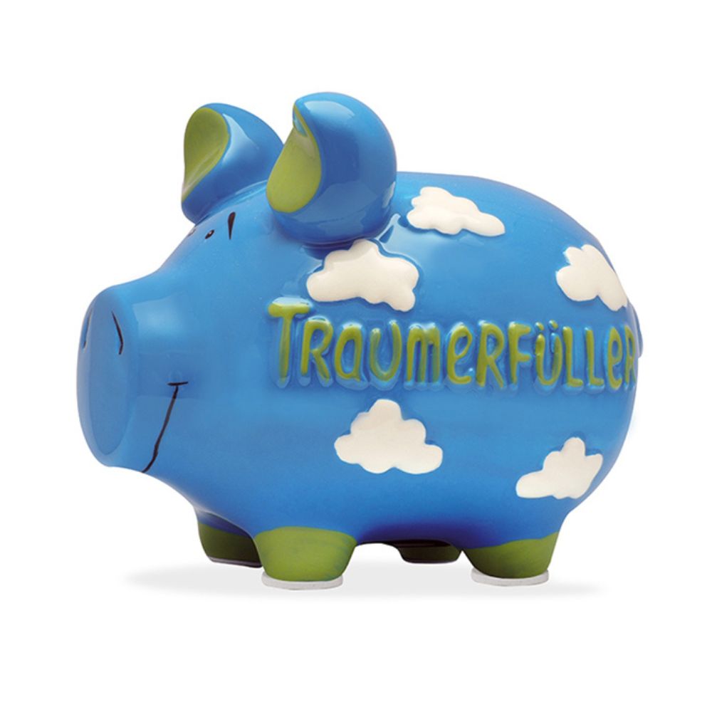 Mittelschweine Traumerfüller Salvadanaio Maiale Ceramica Azzurro Medio
