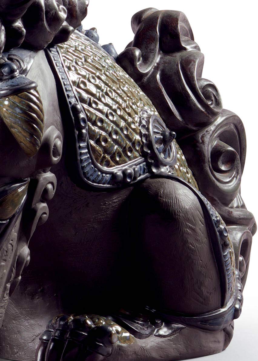 Lladró Alta Porcellana Scultura Leone orientale nero porcellana