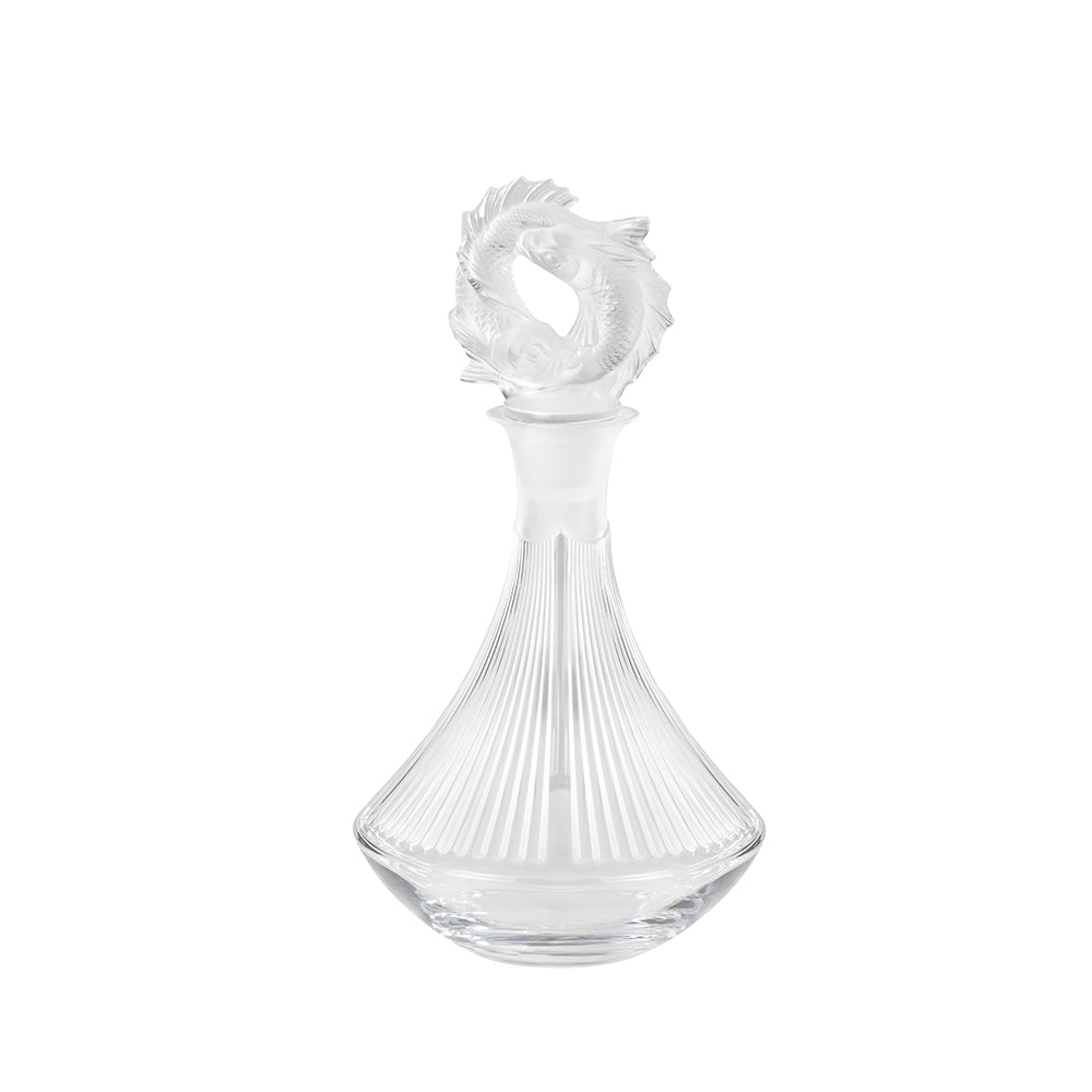 Lalique 2 Poissons caraffa cristallo pesci taglia unica